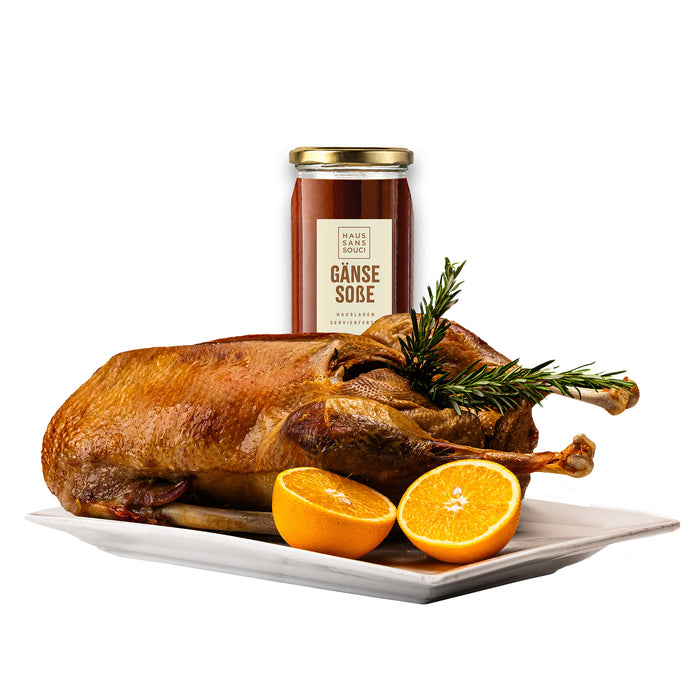Gourmet Gans 5000g inkl. 800 ml Gänsesoße – Für die Zubereitung zu Hause