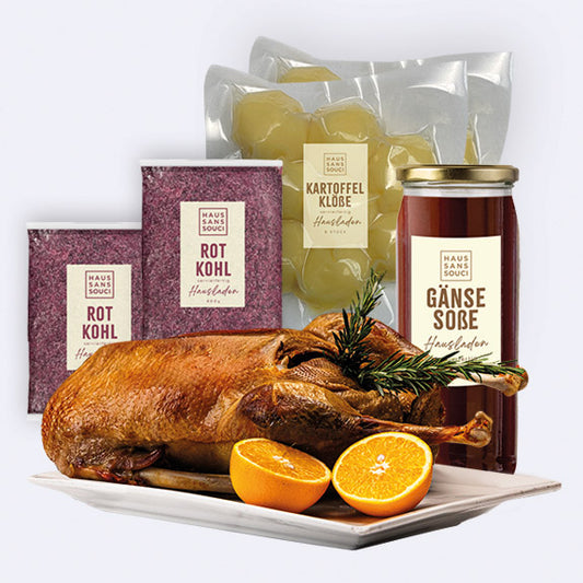 Gourmet Gans 5000g inkl. Beilagen (nur mit Rotkohl) - Für die einfache Zubereitung zu Hause