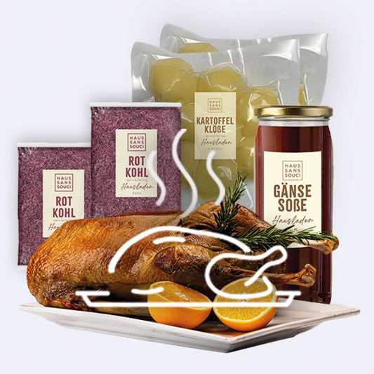 Gourmet Gans 5000g inkl. Beilagen - Heiß verpackt (ohne Grünkohl)